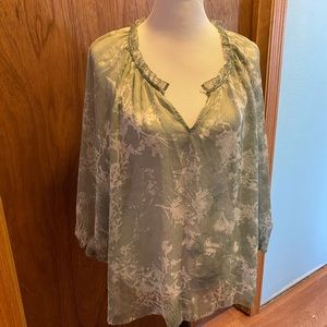 Sheer tunic women’s top , light sage green , size XL